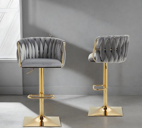 Poppy Velvet Adjustable Bar Stool
