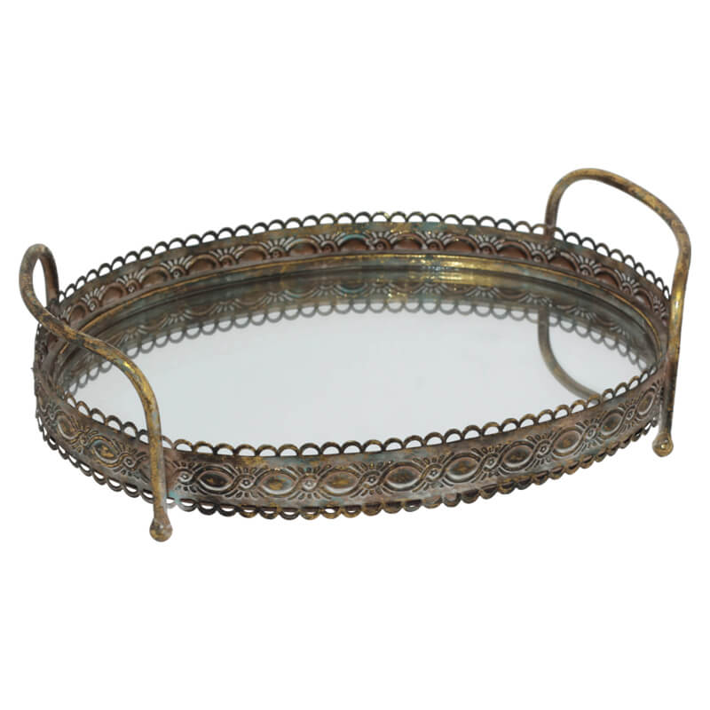 Opulent Oval Deco Handled Tray