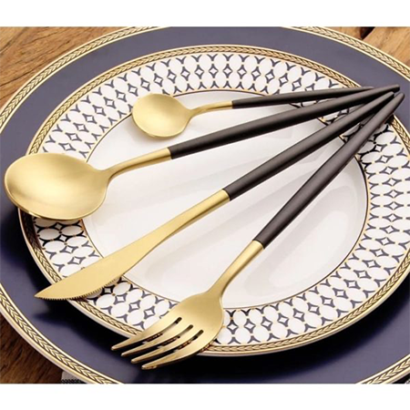 16 Piece Dubai Black Cutlery Set