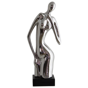 Selsi Silver Stainless Lady Figurine on Black Base (43cm)