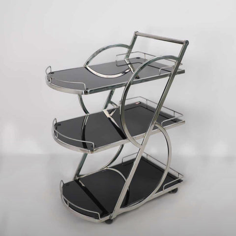 Black and Silver 3 Tier Serving Trolley