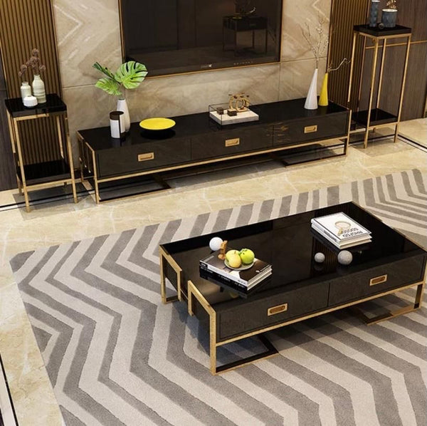 Vanessa Black TV Stand and Coffee Table Set