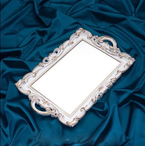 Anthony Antique White Mirror Handled Tray