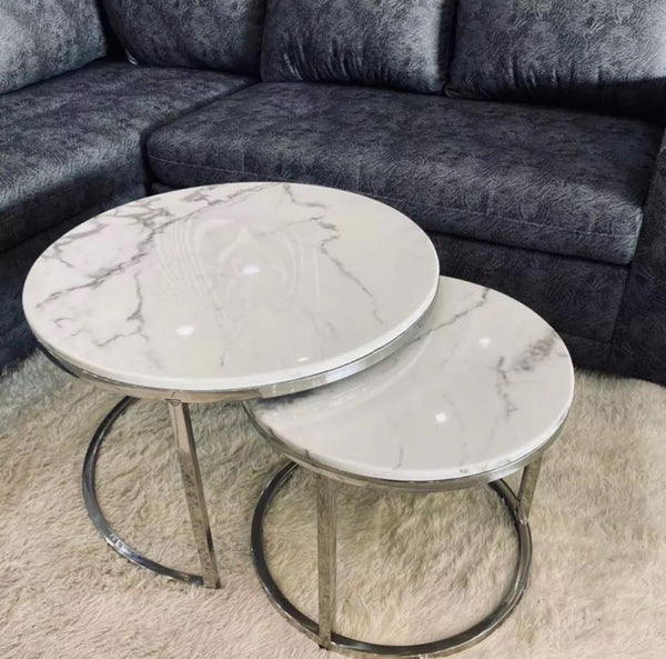 Estel White Marble Nested Coffee Table Set