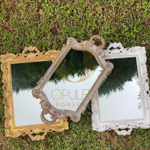 Antonette Antique Gold Mirror Handled Tray