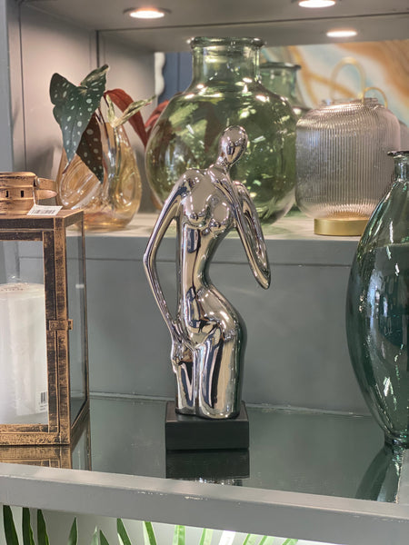 Selsi Silver Stainless Lady Figurine on Black Base (43cm)