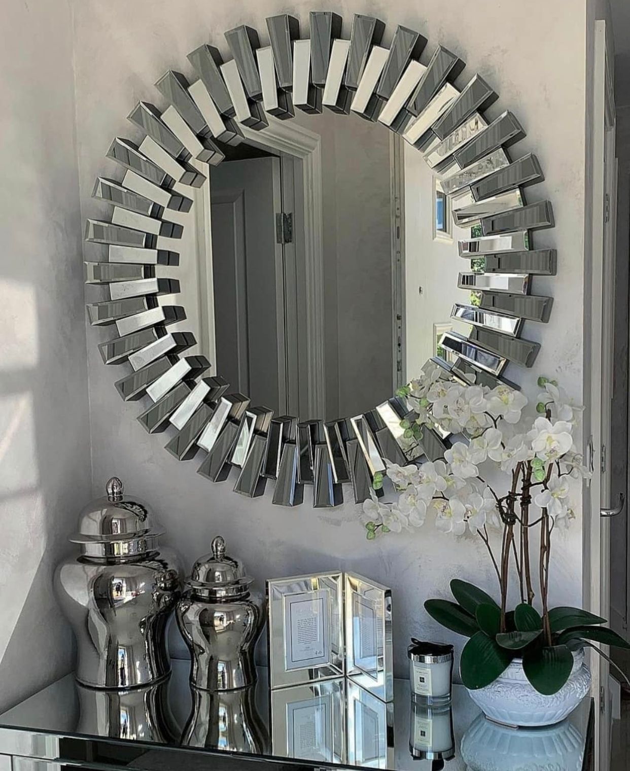 Pale Round Mirror