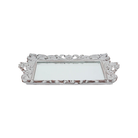 Anthony Antique White Mirror Handled Tray