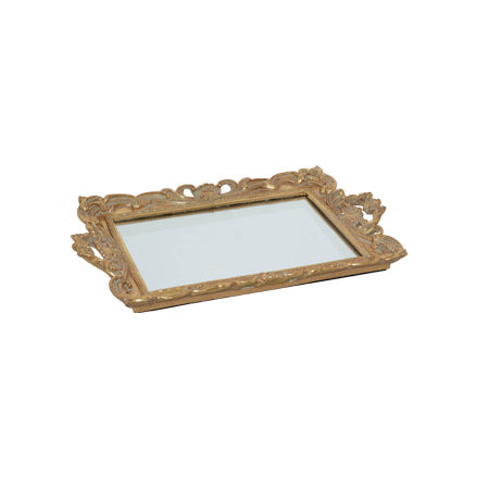 Antonette Antique Gold Mirror Handled Tray